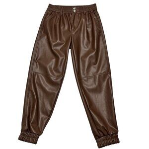 NO BOUNDARIES Womens Faux Leather Jogger Pants Junior Size 7 Brown 26 X 25